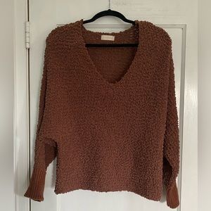 Altar'd State Chunky Popcorn Chestnut Brown Knit Comfy Fall Sweater; Size: M